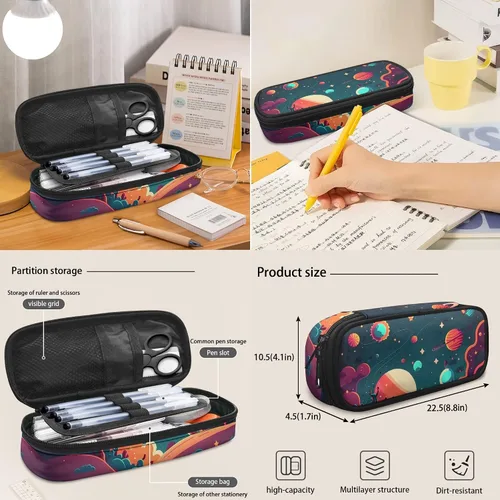 Vista 4 de ZOCANIA Mochila de astronauta para niños, mochila escolar con estampado espacial, mochila casual con lonchera y estuche para bolígrafos y etiqueta