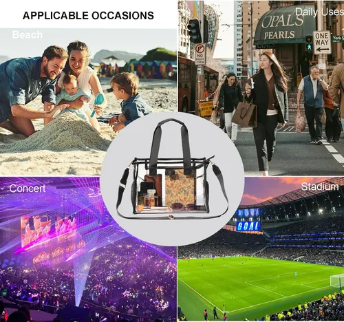 Vista 7 de Bolso transparente iridiscente de burbujas de jabón para eventos de estadio con bolsa de hombro para playa de conciertos