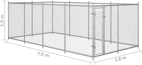 Vista 5 de Valla de acero galvanizado para perros al aire libre, jaula para perros extra grande, corral grande para perros con corrida para mascotas