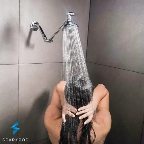 Vista 7 de SparkPod - Extensión de brazo de ducha ajustable de latón macizo, con conexión universal para todos los cabezales de ducha Fácil de instalar