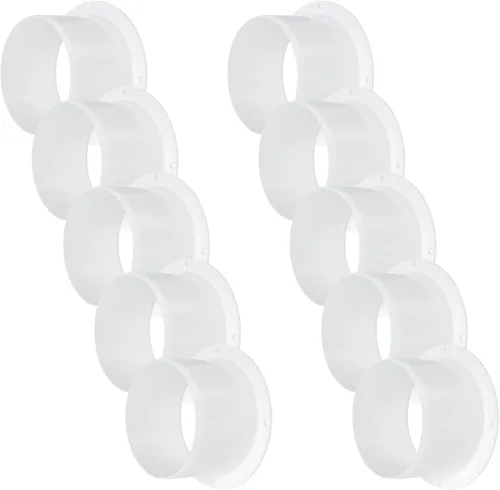 Vista 10 de Vent Systems Brida de conector de conducto de ventilación de aire blanco de 4 pulgadas, adaptador de tubo de ventilación de plástico HVAC con placa
