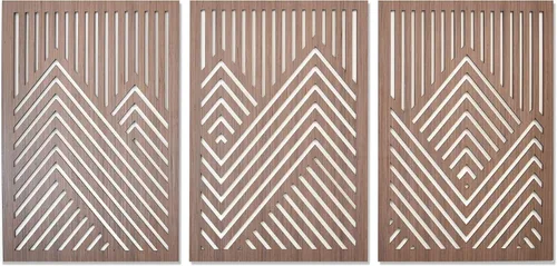 Vista 7 de ZellCreative Juego de 3 paneles geométricos de madera para decoración de pared, montañas