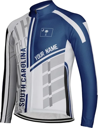 Vista 2 de Camiseta de ciclismo de invierno personalizada de Carolina del Sur para hombre
