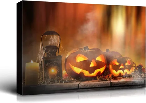 Vista 10 de BANHUA1 Decoración de pared de calabaza de Halloween, lienzo, arte de pared, pósteres para decoración del hogar, arte de pared, impresiones