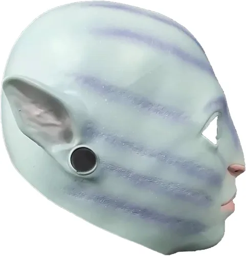 Vista 3 de Novel Ney'tiri - Máscara suave de látex azul 2022 para cosplay, reality show de Halloween