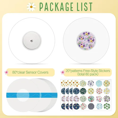 Vista 2 de Colarr 80 cubiertas de sensor compatibles con calcomanías Libre 2, parches adhesivos impermeables, cinta transparente compatible con Libre 2 y 80