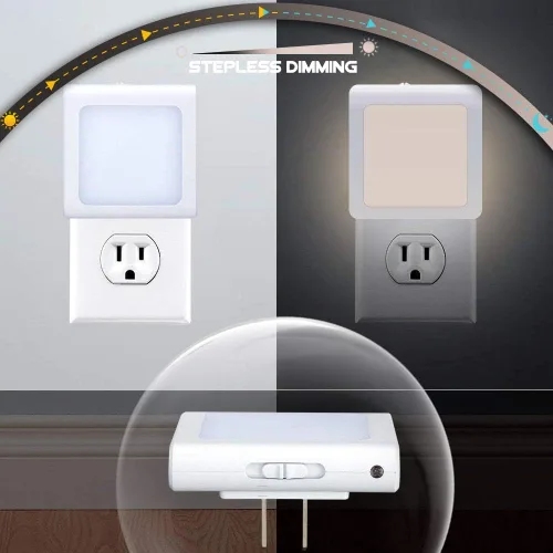 Vista 2 de VINTAR Paquete de 4 luces LED nocturnas, luces nocturnas enchufables a la pared con sensor inteligente de atardecer a amanecer, luces nocturnas