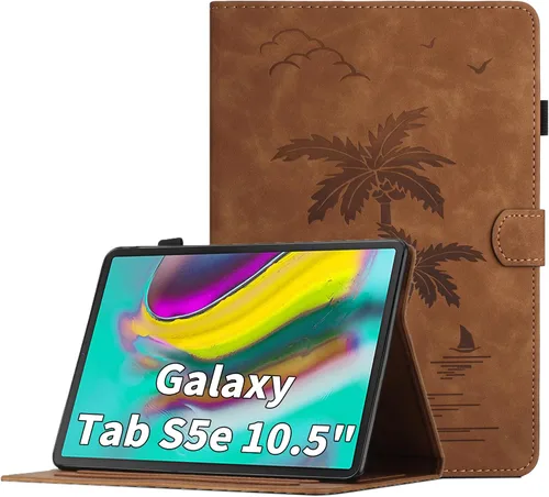 Vista 23 de Funda para Samsung Galaxy Tab S5e de 10.5 pulgadas 2019 modelo (SM-T720/T725/T727) - Funda protectora de piel sintética con bolsillo y función atril
