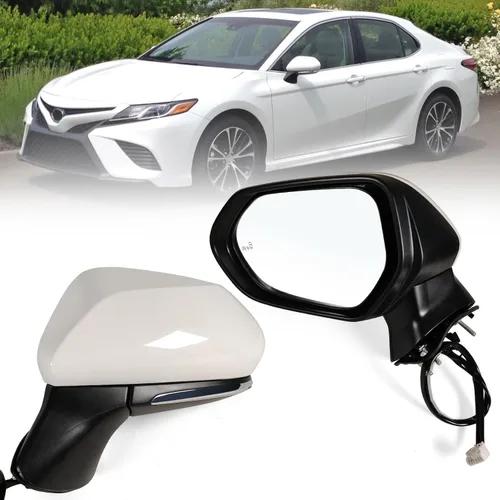 Vista 9 de Espejo lateral izquierdo del conductor Compatible con Toyota Camry 2018-2024 con vidrio eléctrico sin calefacción sin señales de giro sin punto Negro