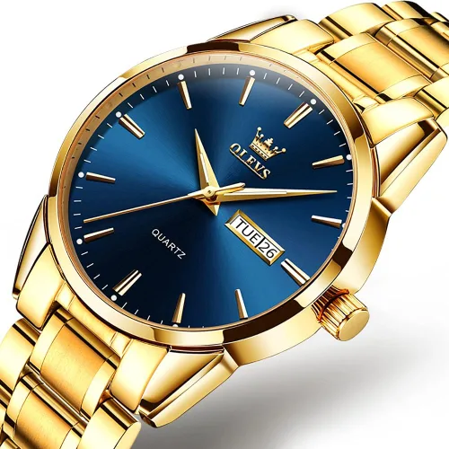 Vista 9 de OLEVS Reloj de cuarzo de cara grande para hombre, correa de acero inoxidable para hombre, relojes de diamantes de moda, analógico, impermeable