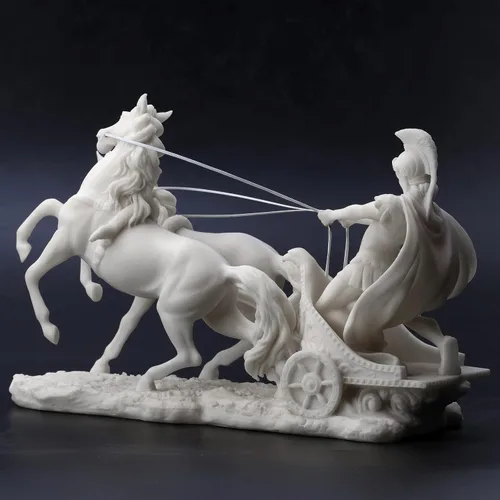Vista 5 de Veronese Design Centurión romano de 10 1/4 pulgadas en dos caballos carro estatua de resina mármol acabado blanco