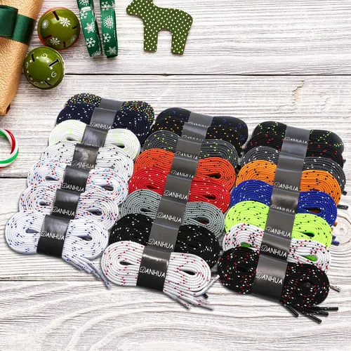 Vista 8 de DANHUA - Cordones de zapato plano multicolor con punto de sarga grueso y encaje, 2 pares