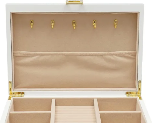 Vista 7 de LOYALHEARTDY Joyero de madera grande de 3 capas, organizador grande de joyería para mujeres, 2 cajones de almacenamiento para anillos, collares