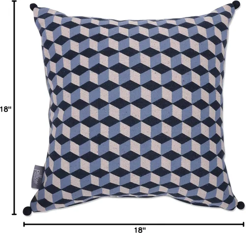Vista 4 de Pillow Perfect Cojín de medianoche con cubos geométricos para interiores, color azul, 18 x 18 pulgadas