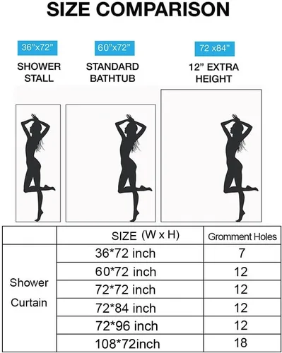 Vista 7 de Black White Striped Small Stall Simple Bathroom Shower Curtain Set