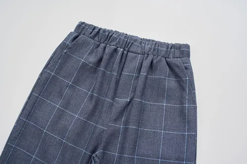 Vista 6 de Conjunto de trajes para niños, chaqueta a cuadros, chaleco, pantalones de un solo pecho, chaqueta formal para boda, fiesta, baile de graduación