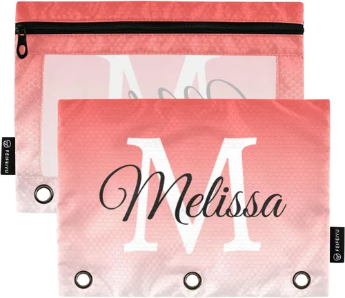 Vista 16 de Estuche para lápices personalizado degradado morado para 3 anillas, bolsa de lápices personalizada con cremallera, estuche transparente