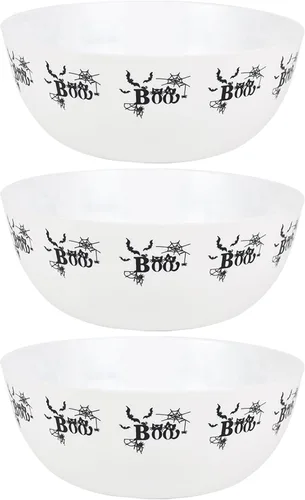 Vista 11 de 3 cuencos de plástico de Halloween para dulces, cuencos reutilizables para Halloween, suministros para fiestas de Halloween (fantasma negro)