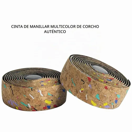 Vista 7 de Cinta de corcho para manillar de bicicleta de carretera, 2 rollos, antideslizante, absorción de impactos, cinta de agarre con tapones de barra