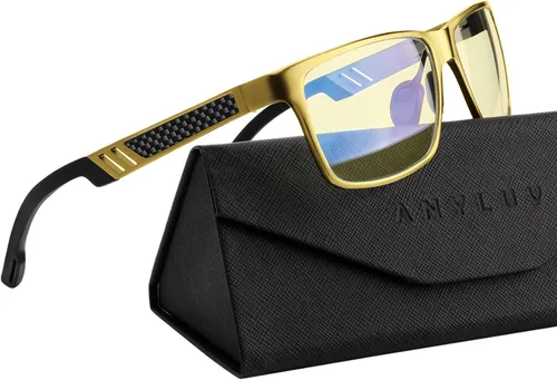 Vista 18 de ANYLUV Blue Light Blocking Glasses Men Computer Gaming Glasses Lightweight Al-Mg Metal Anti Eyestrain Eye Protection