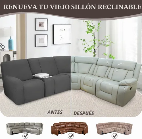Vista 6 de ALIECOM Funda para Consola Central de Sillón Reclinable, Funda Elástica para Sofá Seccional Reclinable en Forma de L, Funda de Esquinas para Sofá