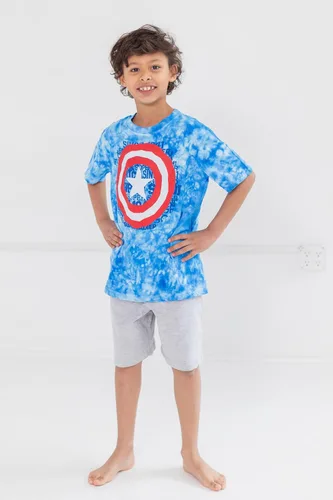 Vista 4 de Marvel Conjunto de camiseta gráfica de manga corta de Avengers y pantalones cortos de rizo francés