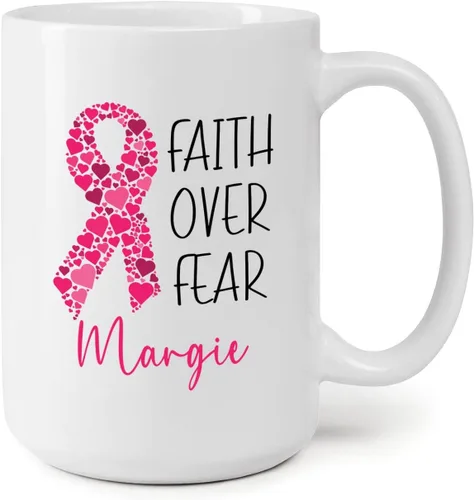 Vista 22 de Taza personalizada para sobrevivientes de cáncer, taza de cáncer de mama, taza de cinta rosa, regalo para sobreviviente de cáncer de mama, taza