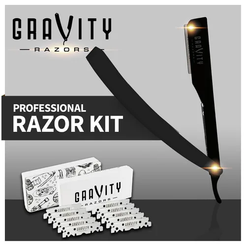 Vista 2 de Kit de afeitado manual GRAVITY RAZORS Profesional – Exposición Ultra, Incluye 10 Hojas Premium, 2mm Expuestas, Negro Mate