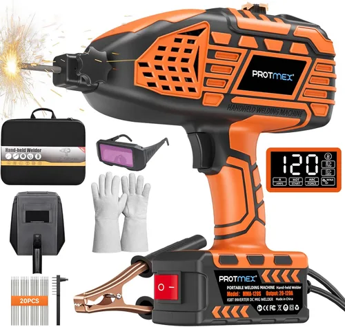 Vista 10 de Soldador portátil de mano, máquina de soldadura portátil de 110 V, inversor IGBT con 5 corrientes ajustables, pistola soldadora ARC se adapta a