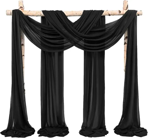 Vista 21 de Tela para Cubrir Arco de Boda, 4 Paneles 71 cm x 6,1 m Telas para Arco de Boda Azul Bebé para Ceremonia, Telas de Gasa para Decoración de Arco