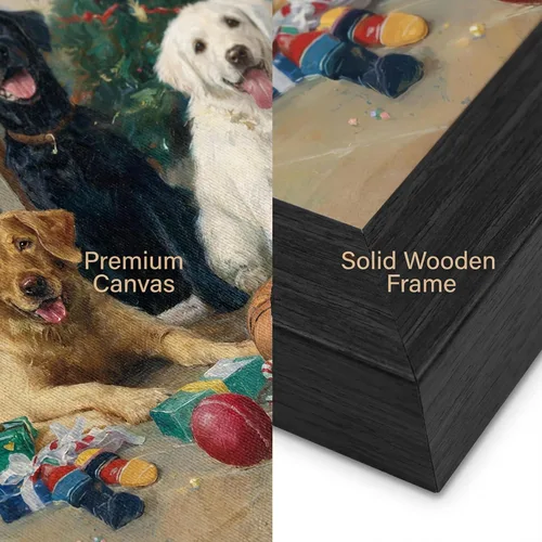 Vista 5 de Artiluxy Arte de pared de perro navideño, lienzo navideño de 24 x 18 pulgadas para sala de estar y habitación de los niños, bonita decoración