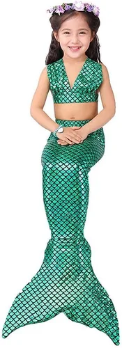 Vista 2 de Lito Angels - Traje de baño con cola de sirena para niñas (3 piezas)