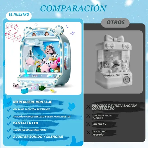 Vista 3 de Skirfy Juguete grande de máquina de garras con garra de aleación, luz LED y sonido ajustable, dispensador de dulces de 16 pulgadas, mini máquina