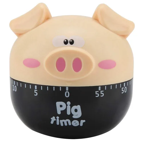 Vista 10 de GLOGLOW Timer Timer, Mechanical Cooking, ABS Material, 1-55 Minutes, Pink and Khaki, for Baking and Cooking Eggs Cute Cartoon Pig Kitchen Nan (Pink)
