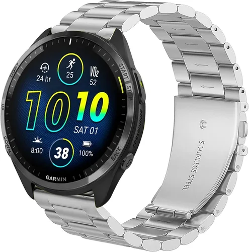 Vista 4 de Lamshaw Compatible con Garmin Forerunner 965, correa de repuesto de metal de acero inoxidable compatible con Garmin Forerunner 965 / Forerunner 265