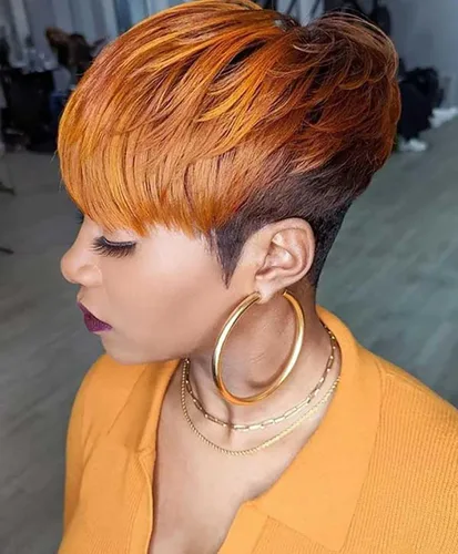 Vista 6 de Pixie Cut Wigs with Bangs Synthetic Wigs for Black Women Pixie Wig Short Haircuts (Nicelatus - 1057)