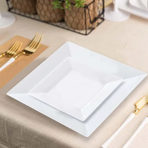 Vista 6 de Efavormart - Paquete de 60 platos cuadrados de plástico transparente de 4 pulgadas, platos de postre desechables