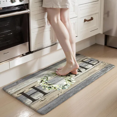 Vista 31 de KIMODE - Alfombra de cocina antifatiga para el piso, de 17.3 x 29 pulgadas, alfombra de cocina de estilo rústico, antideslizante, acolchada