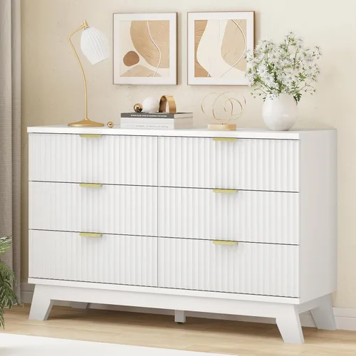 Vista 15 de Cómoda acanalada para dormitorio con 3 cajones, cómoda moderna de 24 pulgadas de ancho con mango de metal, soporte de TV de madera, armario de Negro