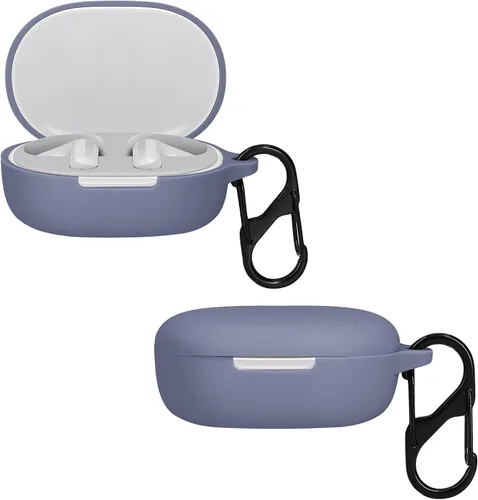 Vista 8 de kwmobile Funda de silicona compatible con Xiaomi Redmi Buds 4 Lite - Funda adhesiva con clip - Lavanda