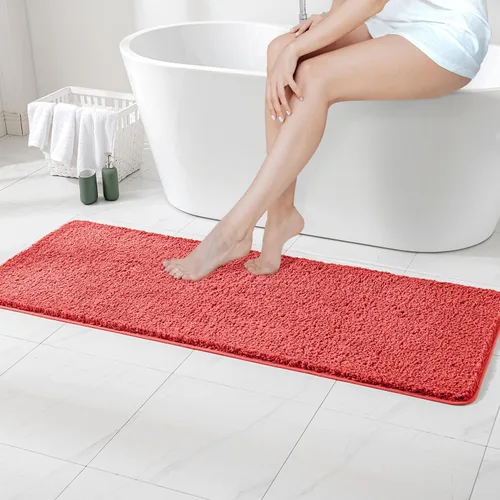 Vista 77 de MIULEE Alfombras de baño negras, suaves y pequeñas, absorbentes, antideslizantes, de secado rápido, esponjosas, para baño, bañera y duchas, lavables