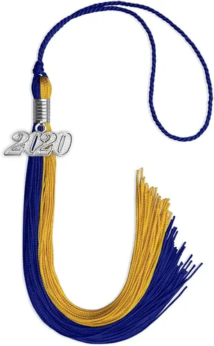 Vista 134 de Endea Graduation Borla de doble color con gota de fecha plateada (negro/oro antiguo, 2025)