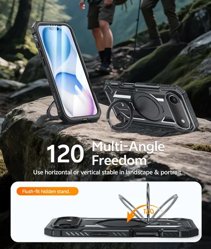 Vista 5 de FNTCASE Funda para iPhone Air Phone Case: Compatible con MagSafe Protector de pantalla integrado Soporte con grado militar a prueba de caídas