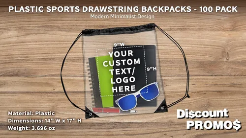 Vista 4 de DISCOUNT PROMOS Mochilas de plástico con cordón, - Personalizado - Negro, Cordón