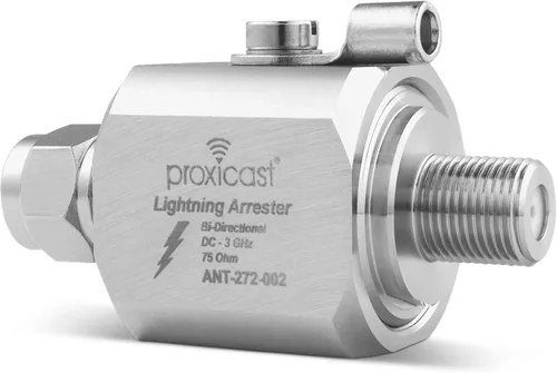 Vista 10 de Proxicast Arrestador/Supresor de Rayos Coaxial con Conectores Hembra F de 75 Ohmios - Protector de Sobretensiones de Cable Coaxial de Grado