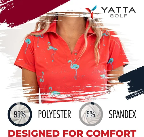 Vista 5 de YATTA GOLF Polo de golf para mujer resistente a las arrugas absorbe la humedad y cuello en V para mujer