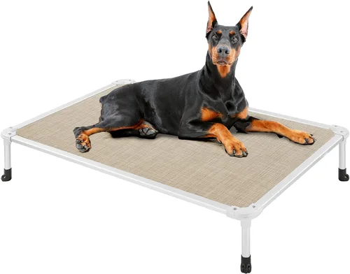 Vista 20 de Veehoo Cama elevada para perros a prueba de mordidas - Cuna elevada refrescante para mascotas - Marco de aluminio plateado y tela de malla