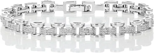 Vista 2 de Vir Jewels Pulsera clásica de diamantes de 18 cttw en latón con baño de rodio 7 pulgadas, Metal, Tela vaquera