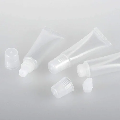 Vista 3 de BlingKingdom 6 piezas de tubos de brillo labial de 0.27 fl oz transparentes y suaves, contenedores vacíos rellenables para bálsamo labial, tubos