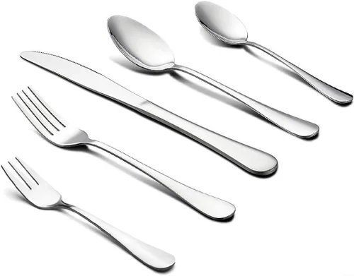 Vista 8 de HornTide, juego de cubiertos (cuchillo, tenedor, cuchara), Vajilla, Plateado